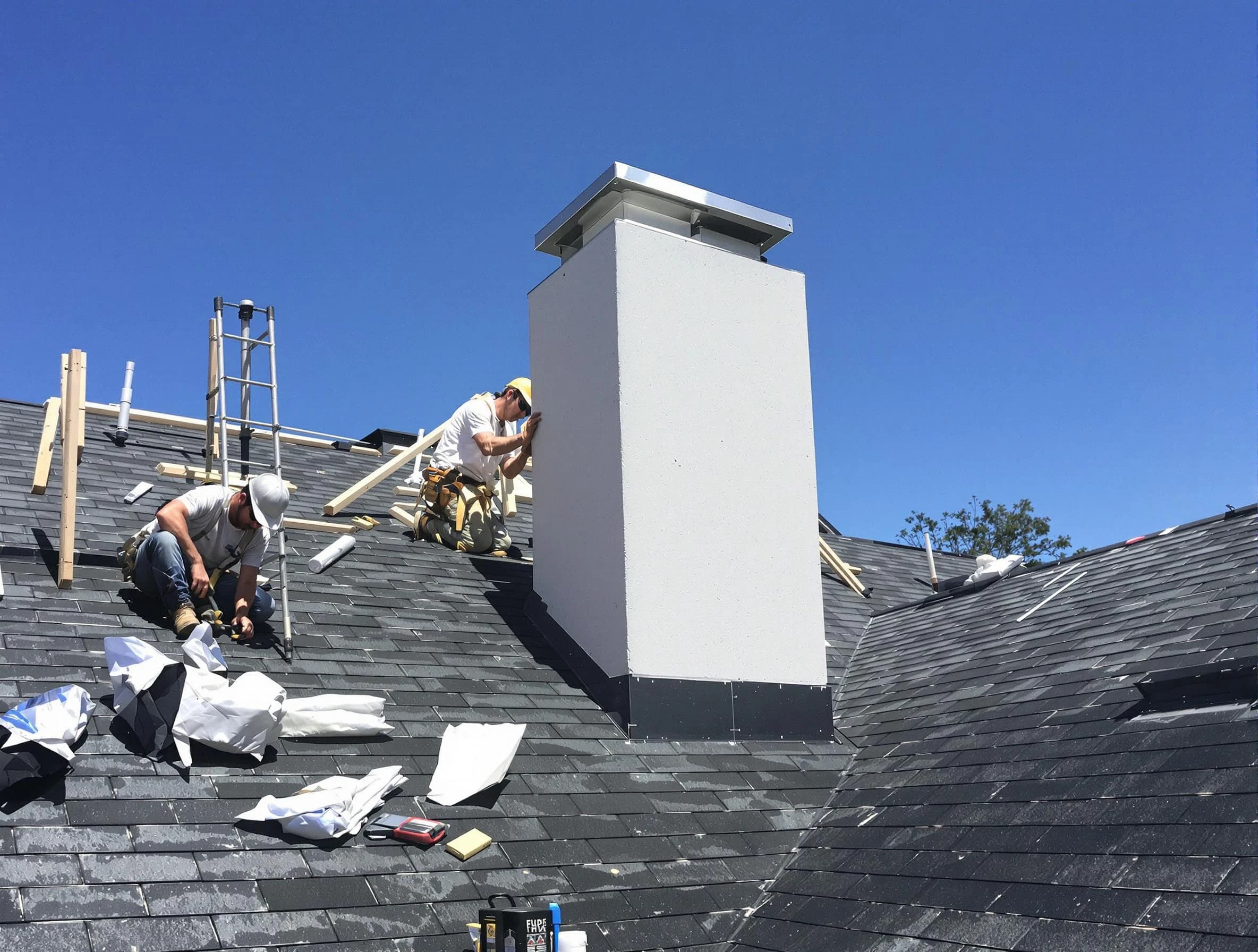 Cecil Chimney Sweep crew installing a new chimney in Cecil, PA
