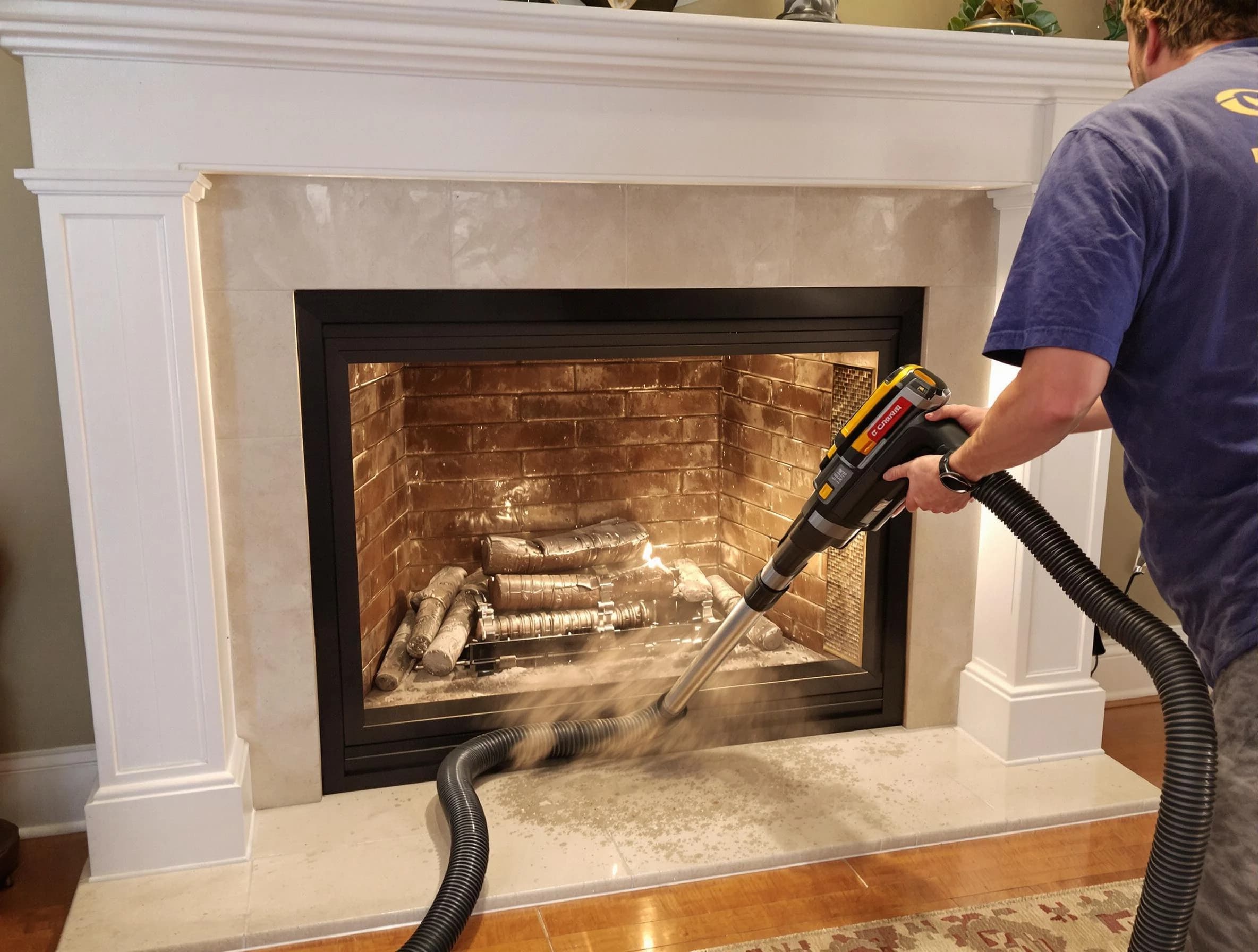 Fireplace cleaning performed by Cecil Chimney Sweep in Cecil, PA
