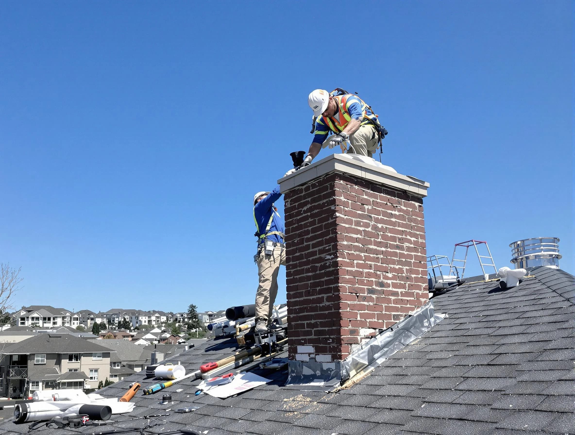 Cecil Chimney Sweep repairing a chimney crown in Cecil, PA