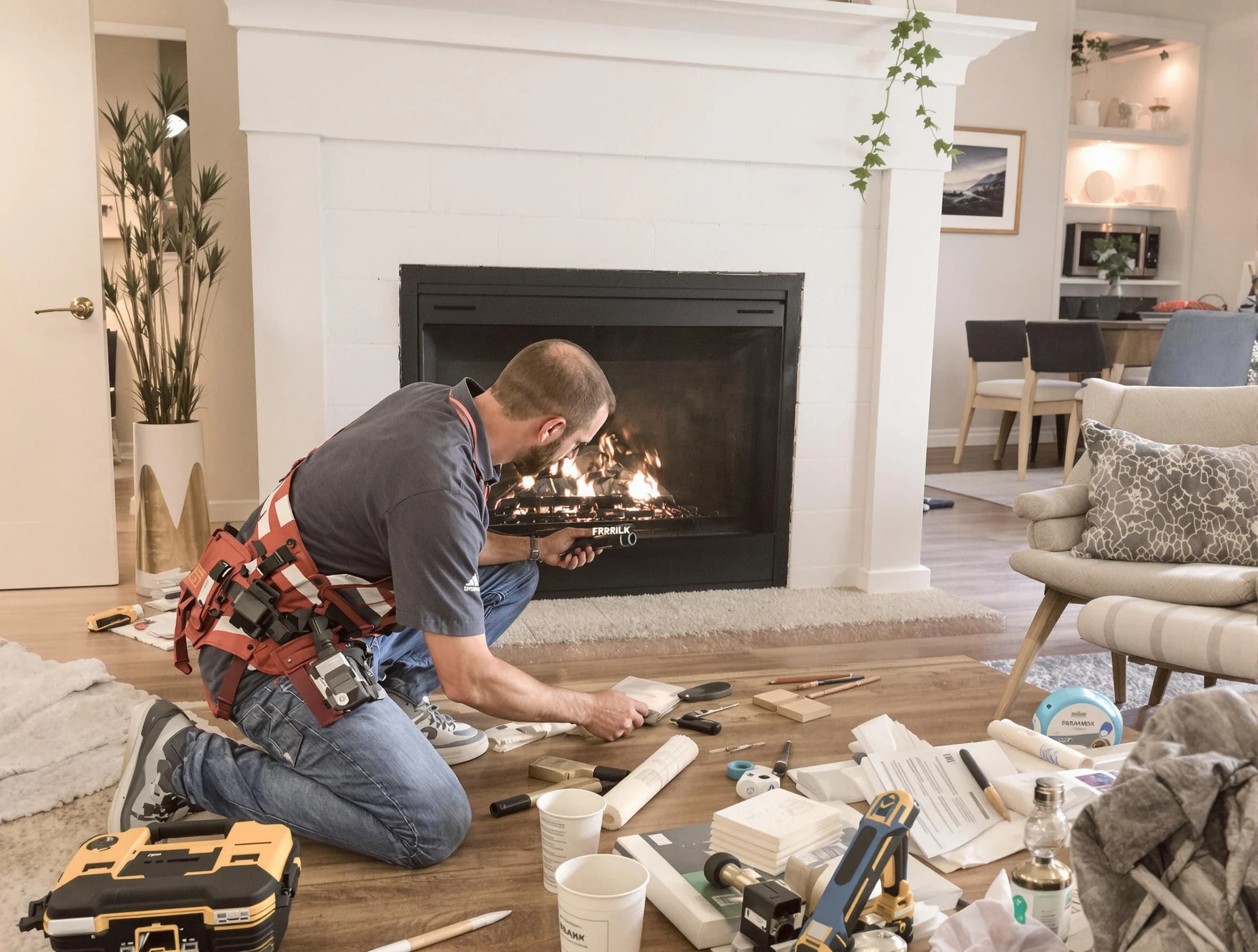 Cecil Chimney Sweep performing fireplace repair in Cecil, PA