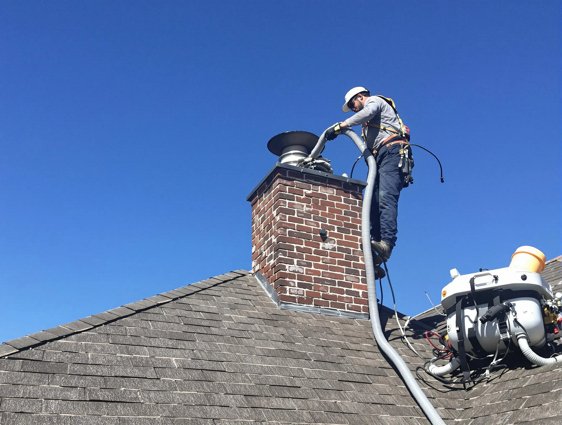 Dedicated Cecil Chimney Sweep team member cleaning a chimney in Cecil, PA
