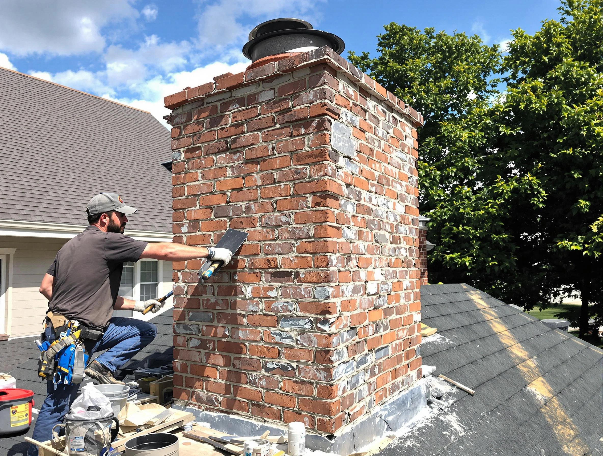 Completed chimney rebuild by Cecil Chimney Sweep in Cecil, PA