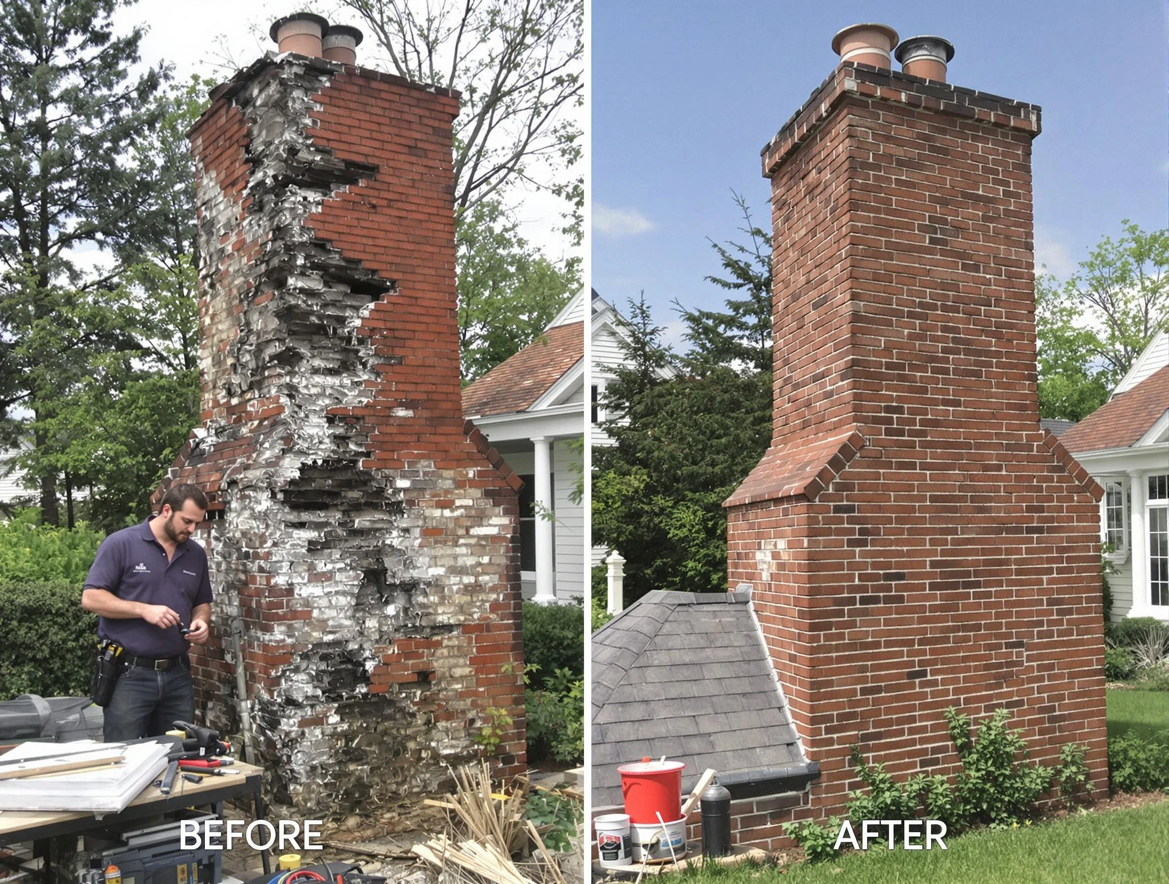 Cecil Chimney Sweep performing a full chimney restoration in Cecil, PA