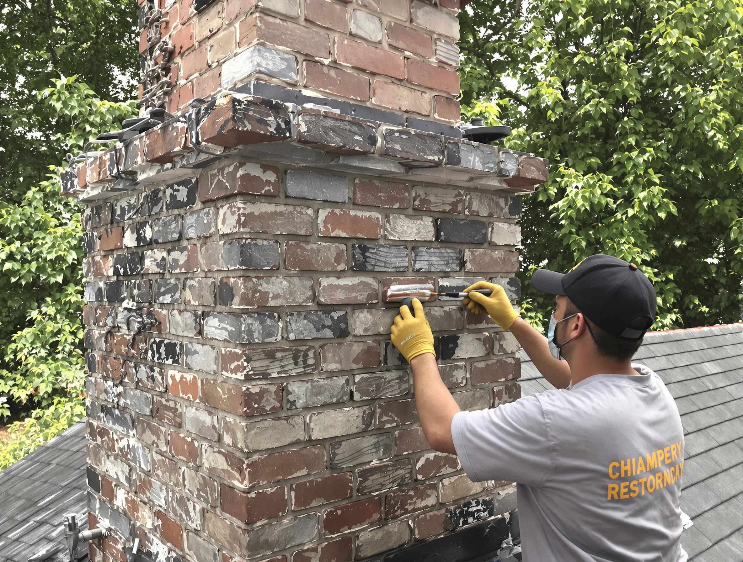 In-progress chimney restoration by Cecil Chimney Sweep in Cecil, PA